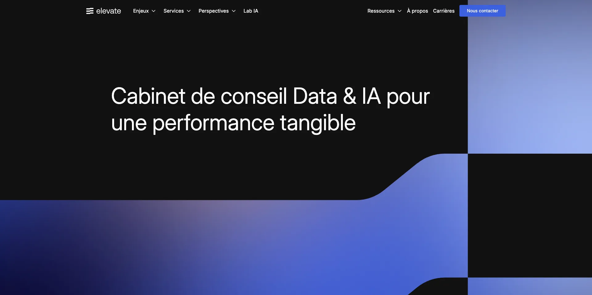 Page d'accueil du site Elevate