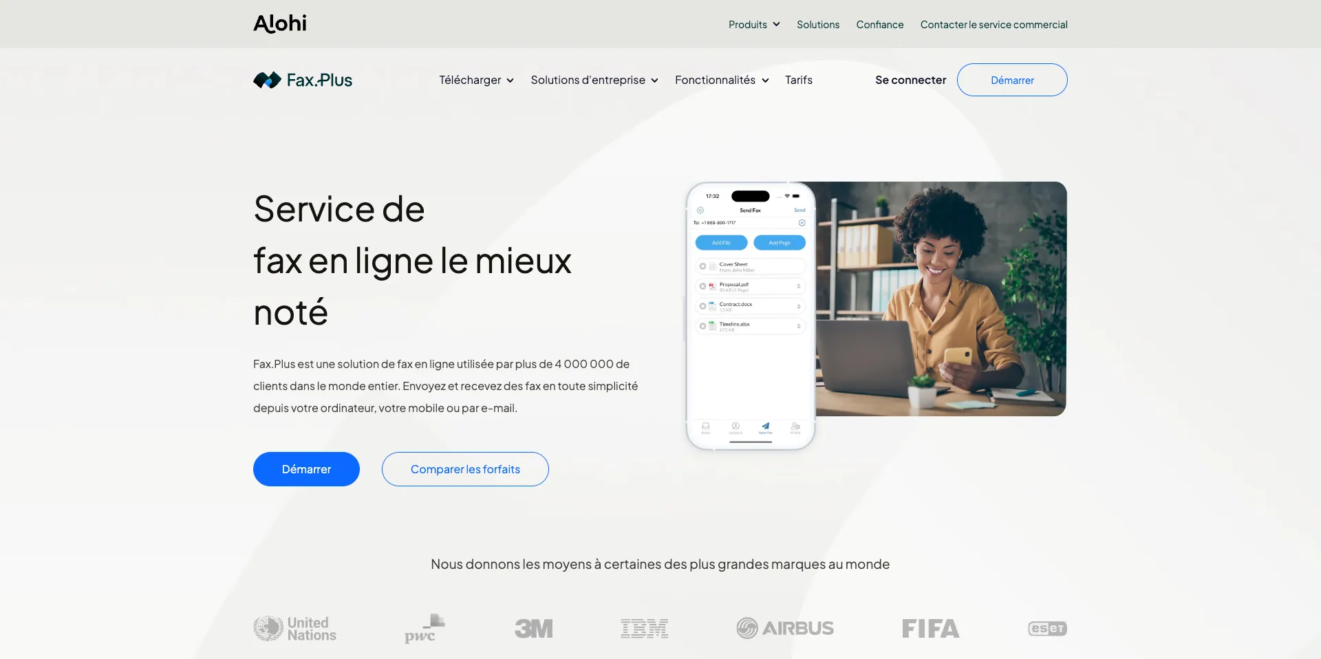 Page d'accueil du site Fax.Plus