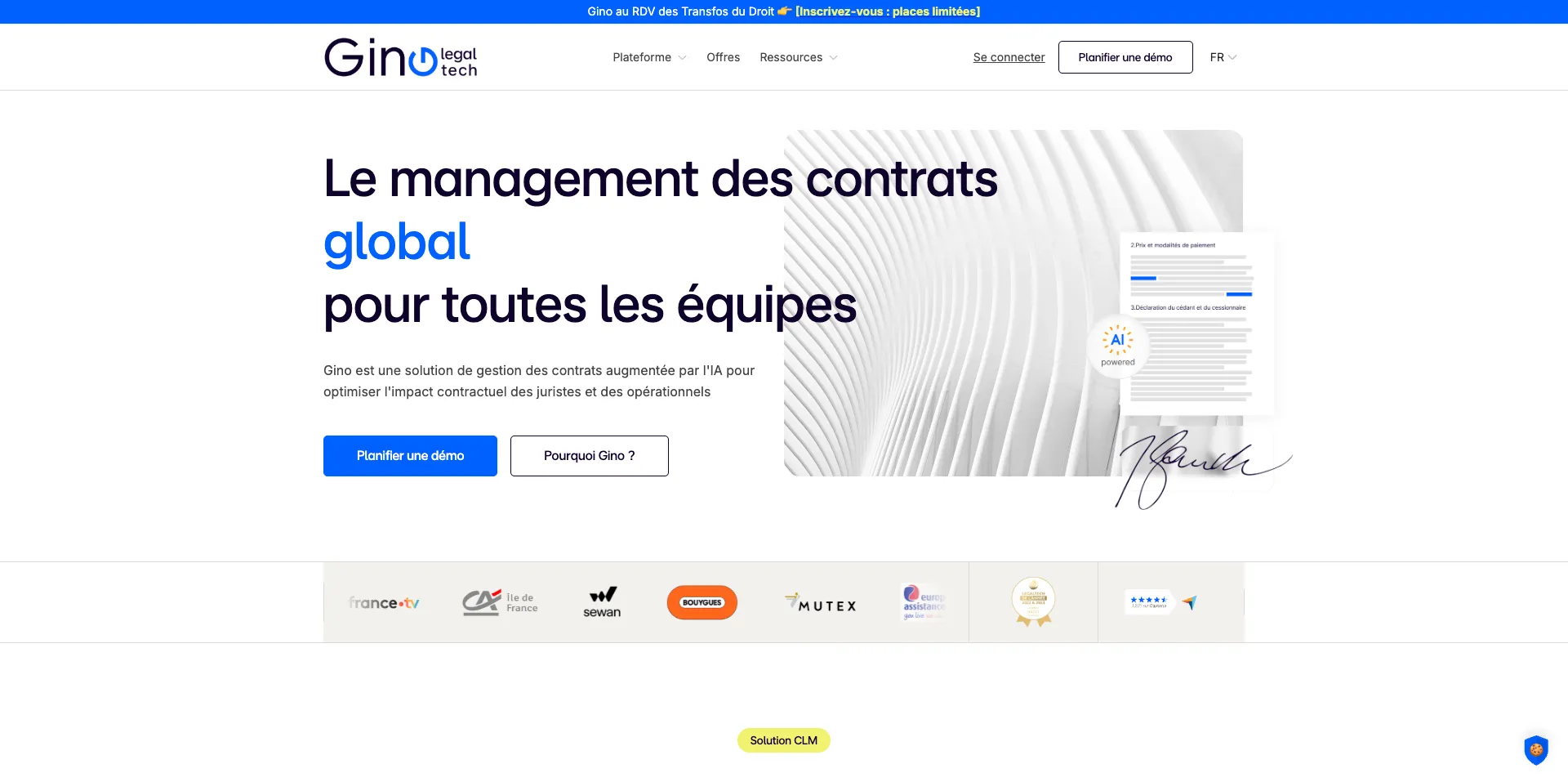 Page d'accueil du site Gino LegalTech