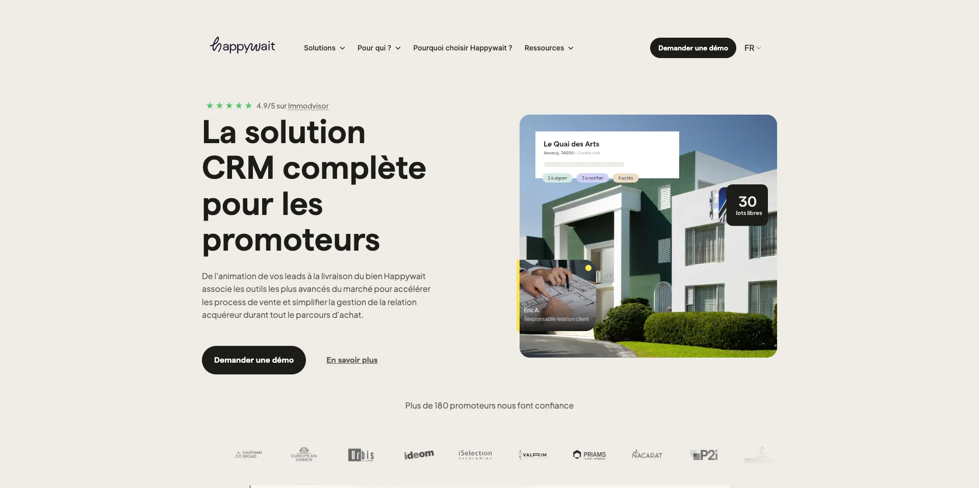 Page d'accueil du site Happywait
