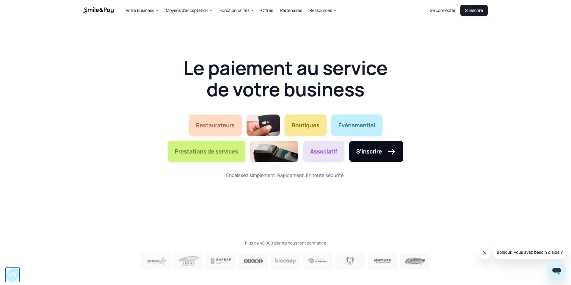Page d'accueil du site Smile&Pay