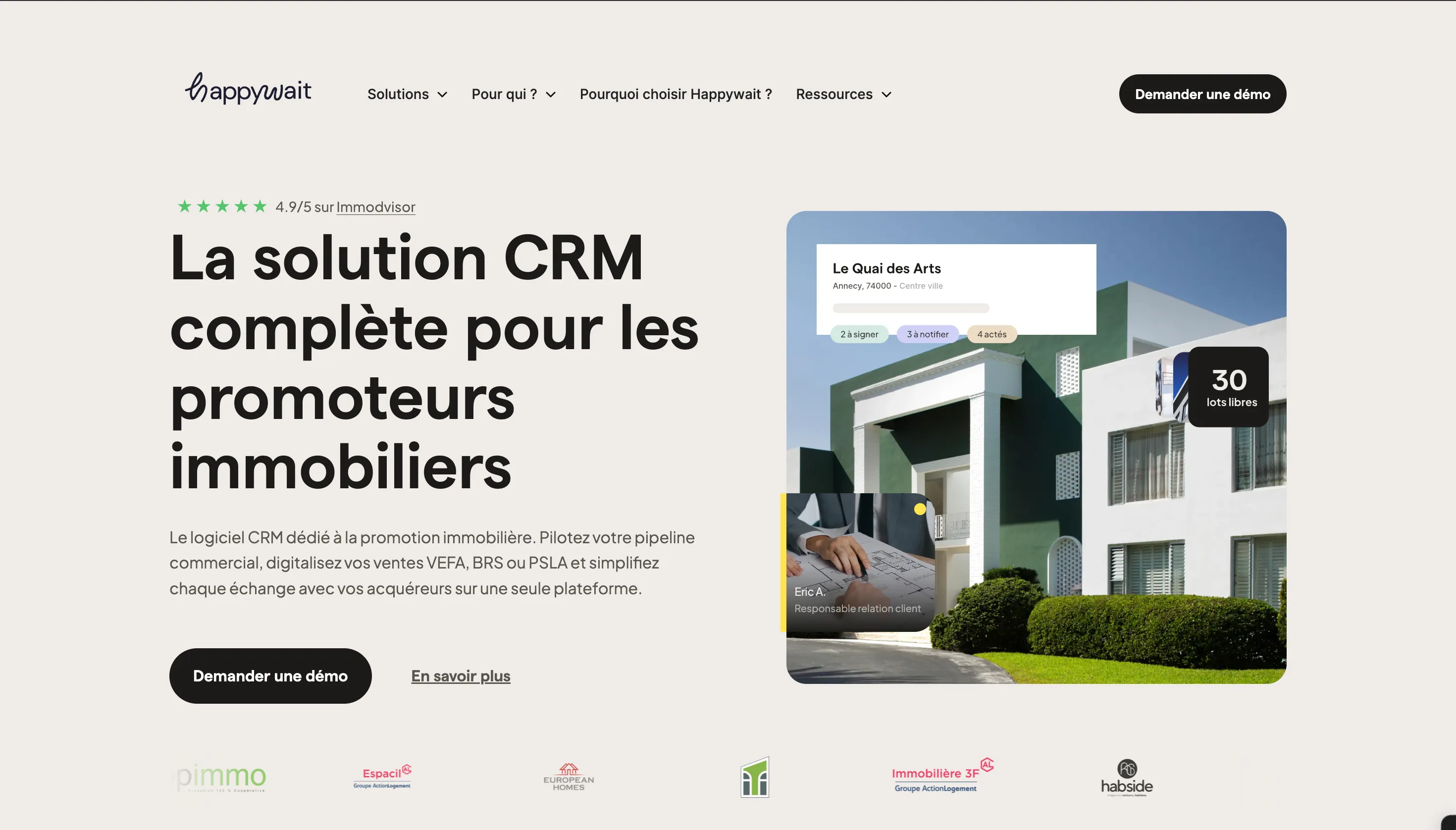 Page d'accueil du site Happywait