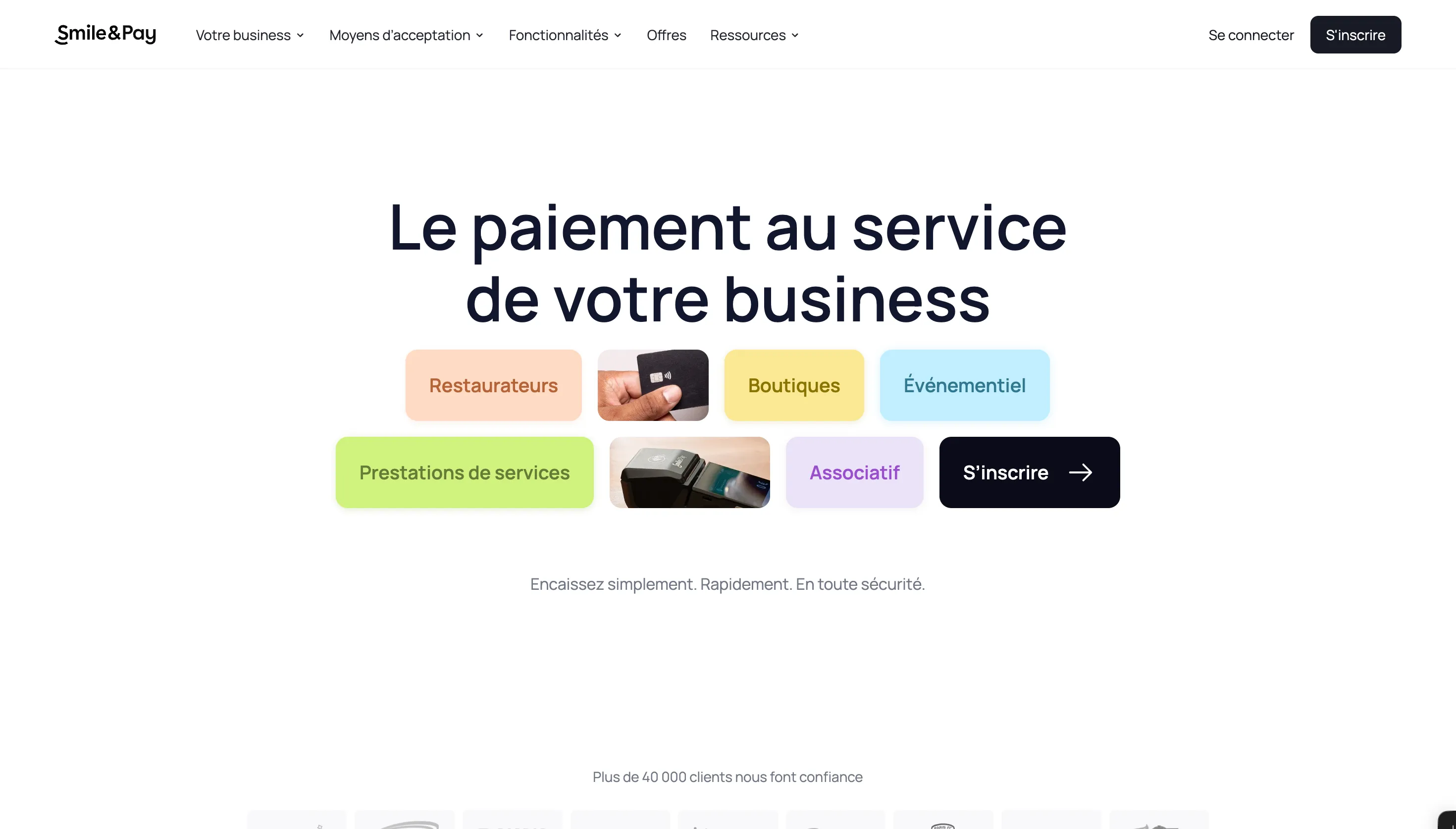 Page d'accueil du site Smile&Pay