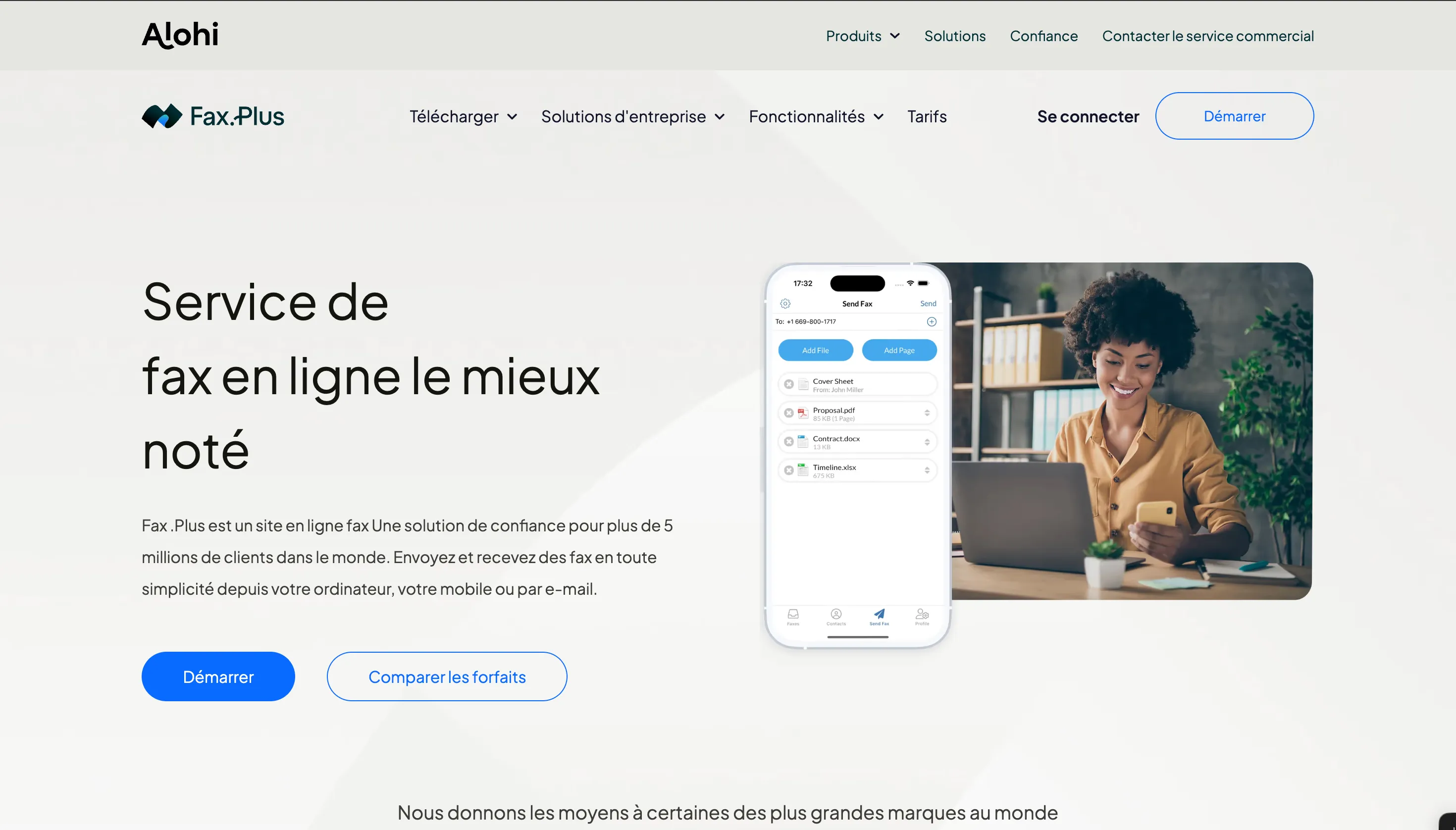 Page d'accueil du site Fax.Plus
