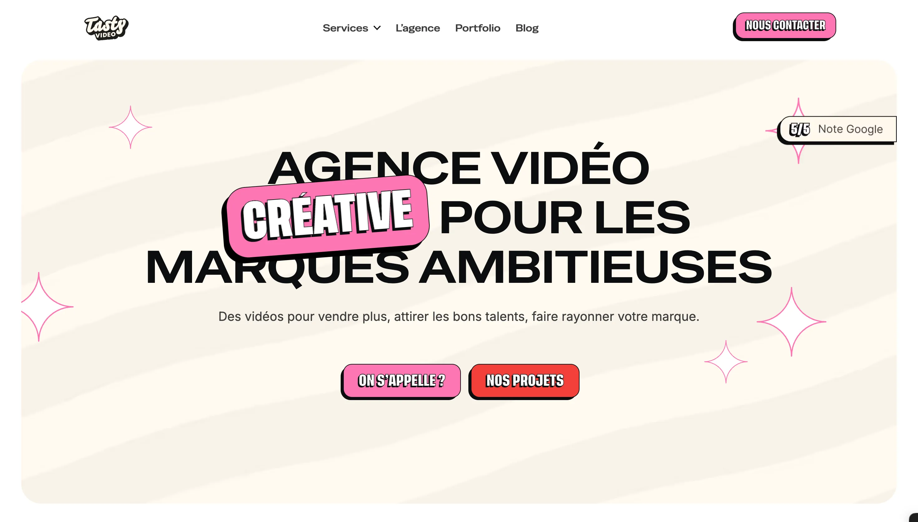 Page d'accueil du site Tasty Video