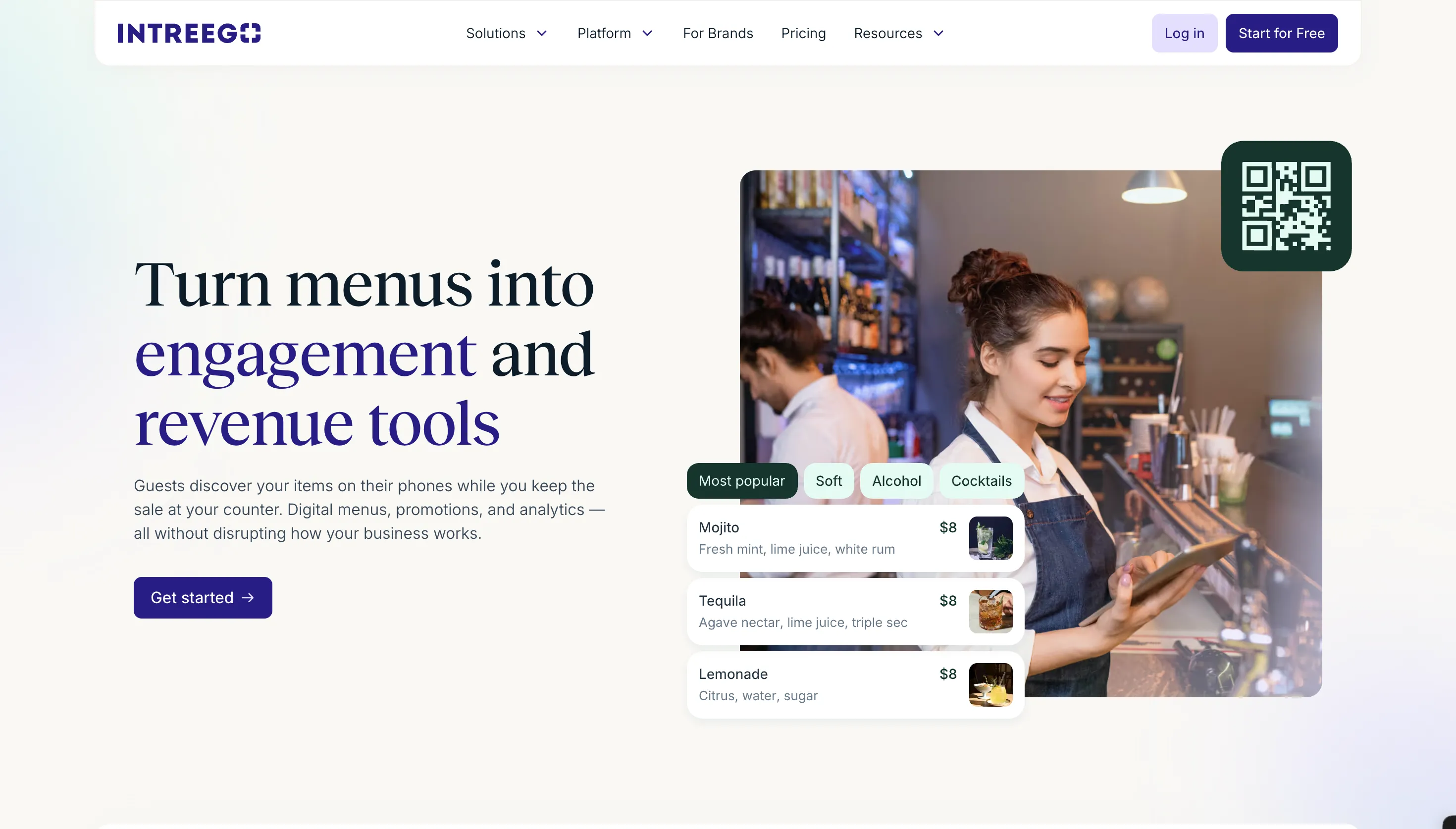 Page d'accueil du site Intreego